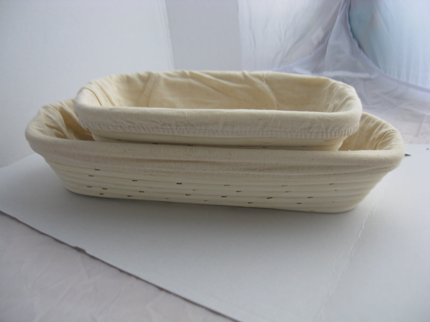 1Kg Oval or Rectangular 35cm Long Rattan Cane Banneton with Liner  Bread Dough Proving Proofing Basket Brotform