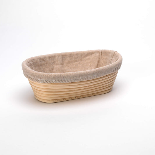 Oval 25cm Long Rattan Cane Banneton with Liner  Bread Dough Proving Proofing Basket Brotform